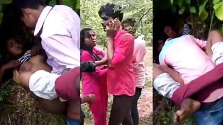 Mallu Lovers Hiding in Jungle Fucks Caught By Village People